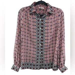 Max Studio Multicolor Boho Patterned Blouse Womens Small